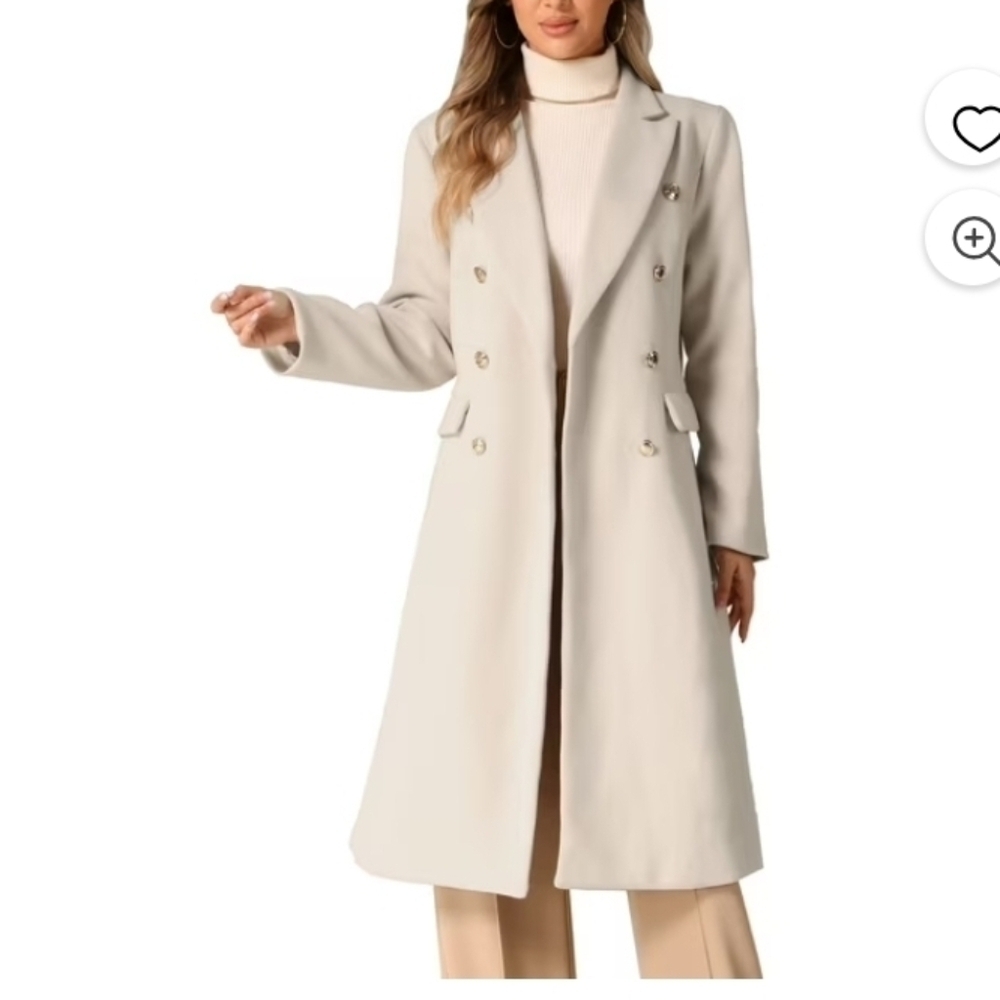 Allegra K Double Breasted Coat for Women's Notched Lapel Collar Classic Winter